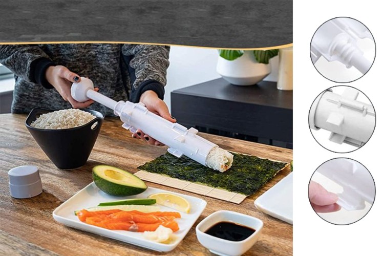 Zestaw Maszynka Roller Do Robienia Sushi Z Rolką Mata Nóż XXL