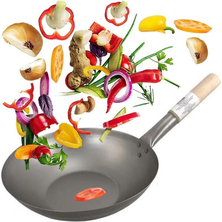 Patelnia Wok 13 Cali Płaskie Dno Chiński 33cm JADE TEMPLE