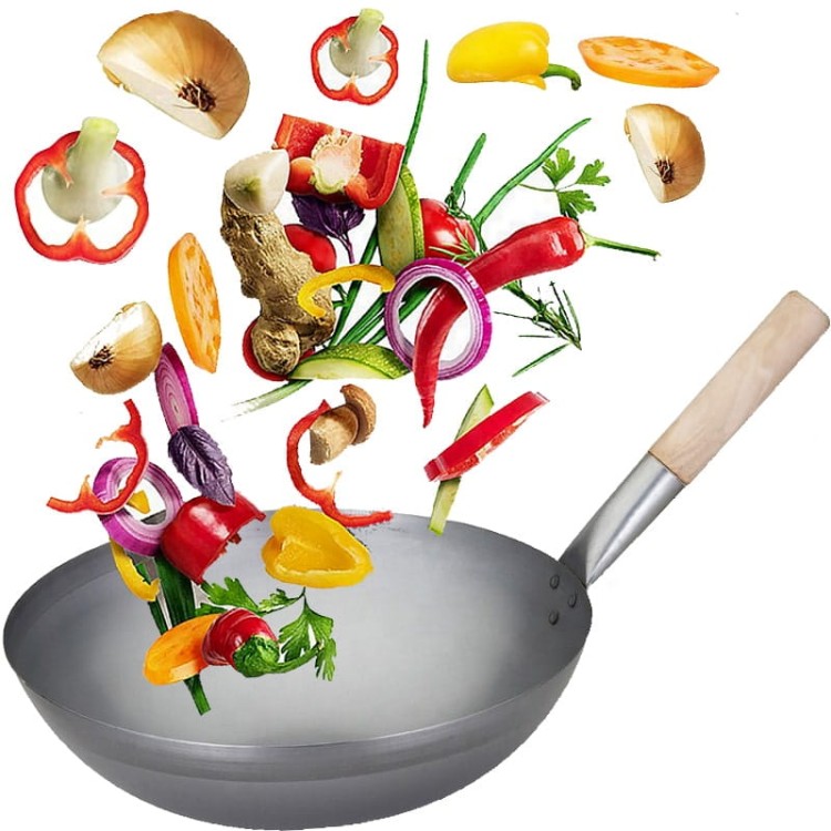 Patelnia Wok 13 Cali Stal Węglowa Chińska 33cm EMRO AZIATICA