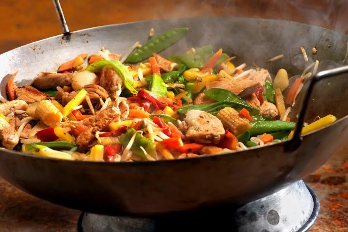 Patelnia Wok 15 Cali Stal Węglowa Chińska Płaskie Dno 38cm HS