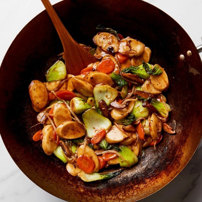 Patelnia Wok 15 Cali Stal Węglowa Chińska Płaskie Dno 38cm HS