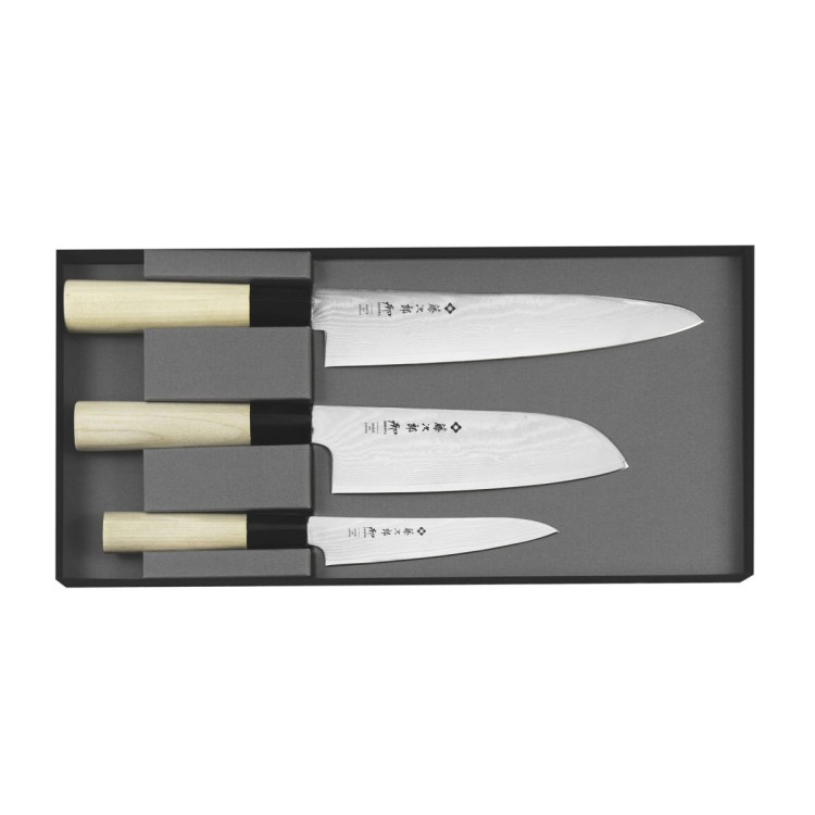Tojiro Shippu Zestaw Nóż Szefa Kuchni 21cm + Uniwersalny 13cm + Santoku 16cm