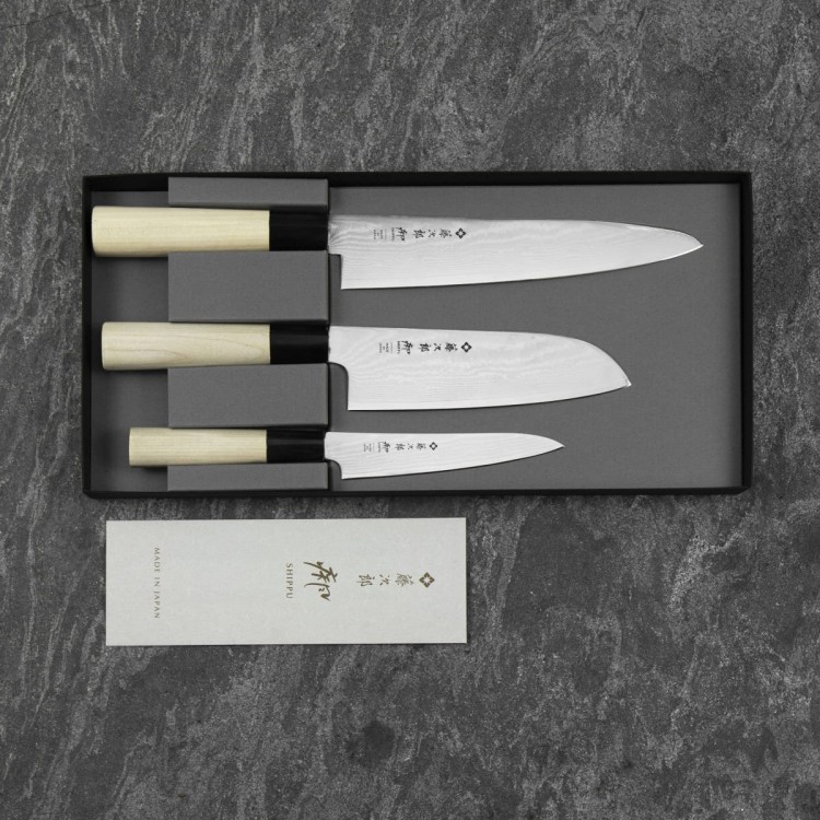 Tojiro Shippu Zestaw Nóż Szefa Kuchni 21cm + Uniwersalny 13cm + Santoku 16cm