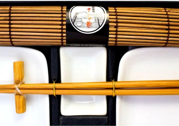 Zestaw Komplet Ceramiki Do Sushi Set BRĄZOWY Dla 2 Osób 10 Elementów HS