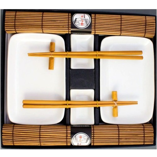 Zestaw Komplet Ceramiki Do Sushi Set BRĄZOWY Dla 2 Osób 10 Elementów HS