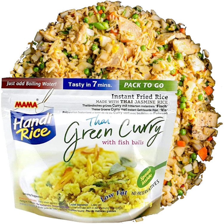 Błyskawiczny Smażony Ryż Instant Zielone Curry z Rybą 80g MAMA