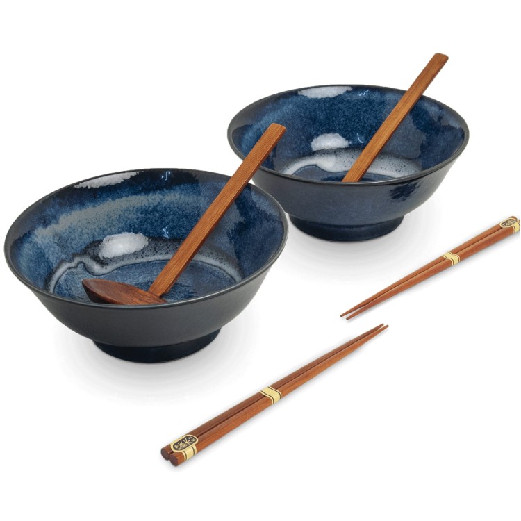 Zestaw Miseczki Chochelki i Pałeczki Do Zupy i Makaronu Ramen Motyw Izayoi EDO JAPAN