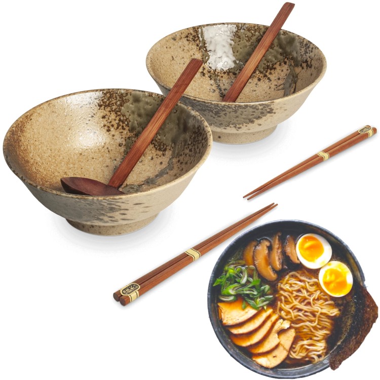 Zestaw Miseczki Chochelki i Pałeczki Do Zupy i Makaronu Ramen Motyw Purobu EDO JAPAN