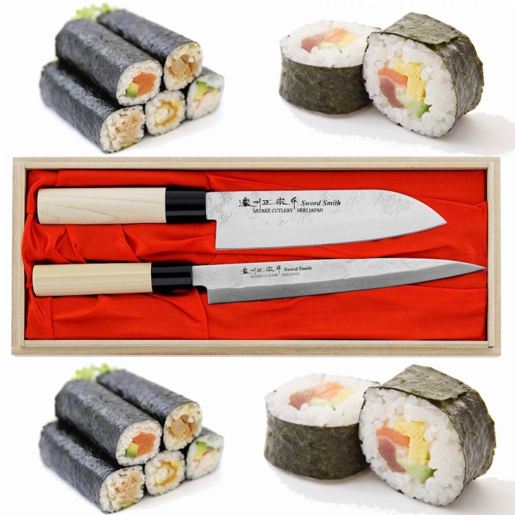 Satake Nashiji Natural Zestaw 2 Noży Santoku + Sashimi