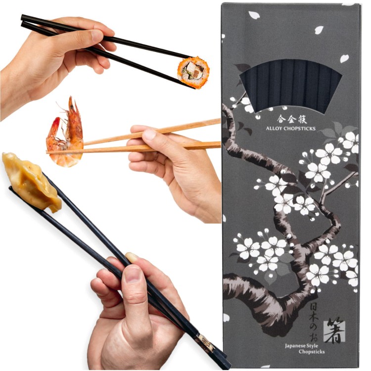 Zestaw Wysokiej Jakości Czarnych Pałeczek w Japońskim Stylu 10 Par 22,5cm EMRO AZIATICA