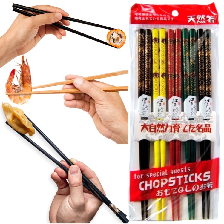 Japońskie Kolorowe Pałeczki Motyw Ornament 5 Par ASIA EXPRESS FOOD