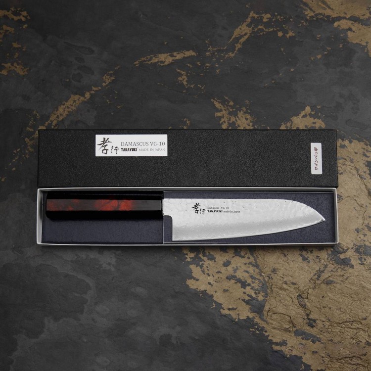 Sakai Takayuki Nanairo VG-10 Wine Japoński Nóż Santoku 17 cm