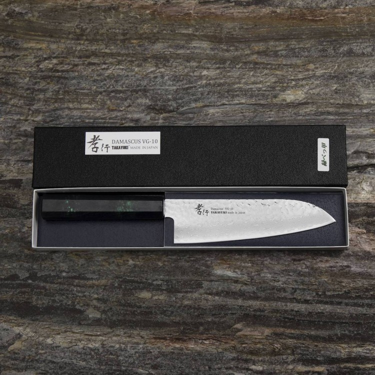 Sakai Takayuki Nanairo VG-10 Green Japoński Nóż Santoku 17 cm