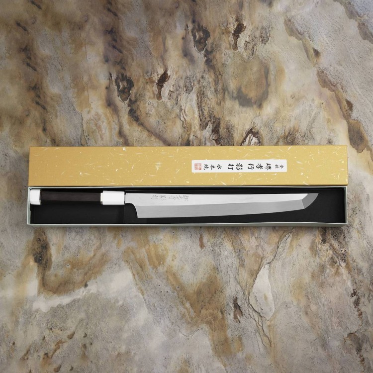 Sakai Takayuki Kageuchi Honyaki Shirogami#2 Japoński Nóż Sakimaru Yanagiba 30 cm