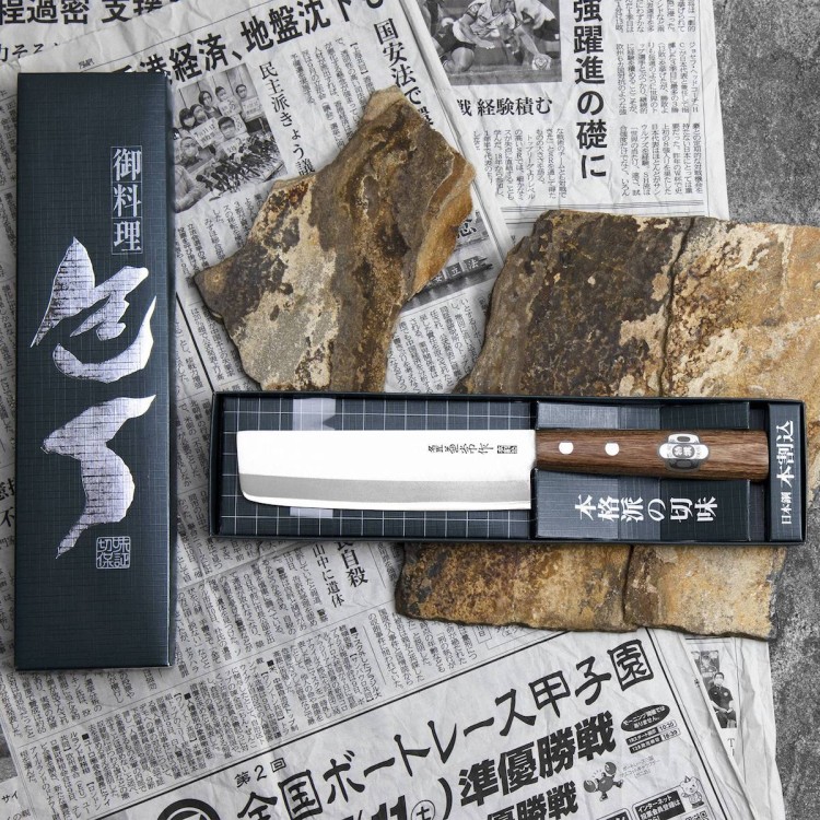 Kanetsune Shirogami#2/SS Japoński Nóż Mini Nakiri 13,5 cm
