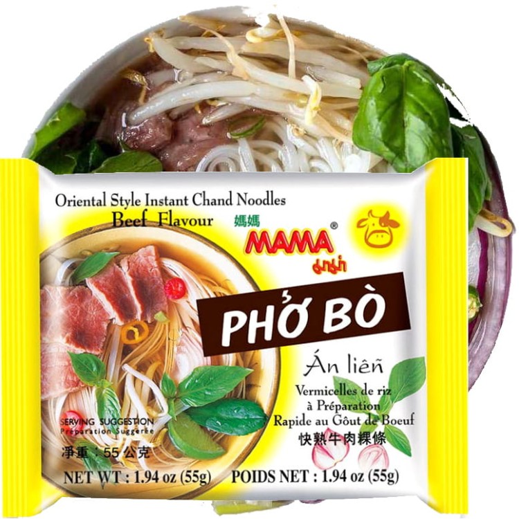 Zupka Pho Bo Makaron Ryżowy z Wołowiną Vermicelli 55g MAMA