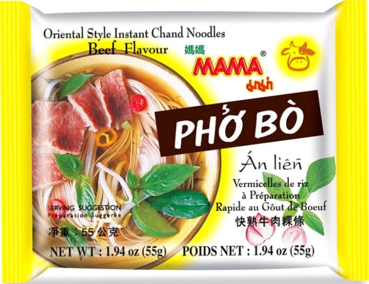 Zupka Pho Bo Makaron Ryżowy z Wołowiną Vermicelli 55g MAMA