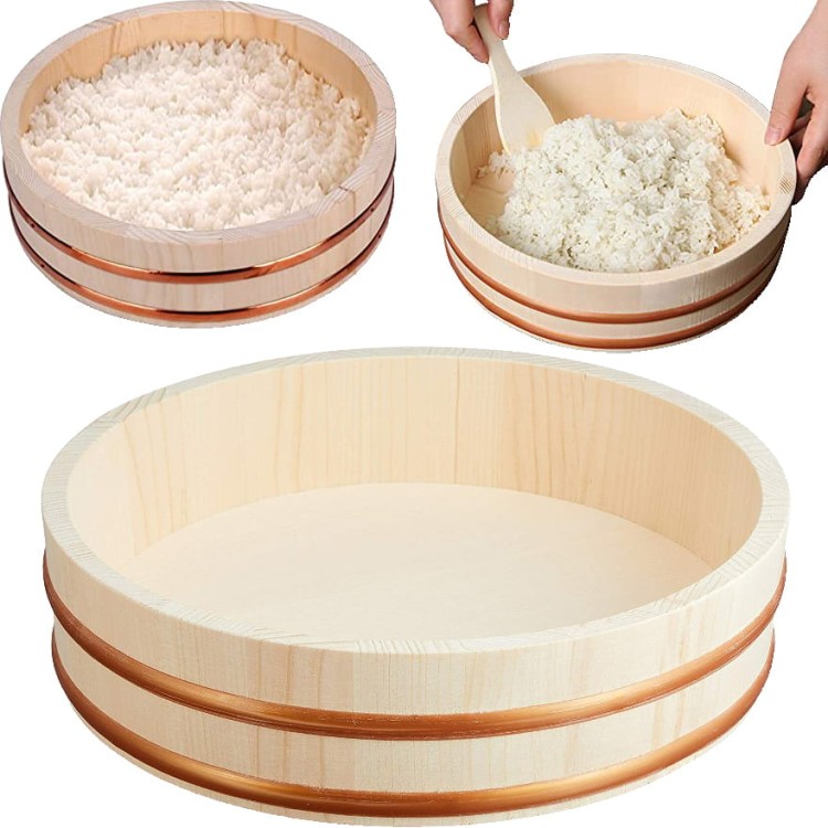 Drewniana Miska Do Ryżu Hangiri 27cm EMRO AZIATICA