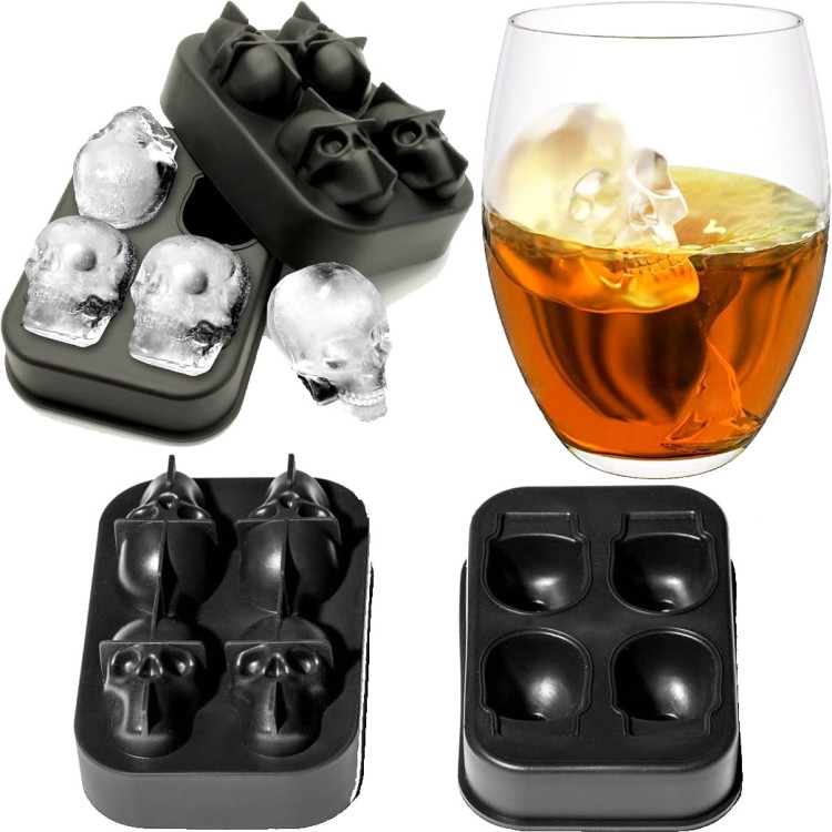 Silikonowa Foremka Forma Na 4 Duże Lodowe Czaszki GADGET MASTER