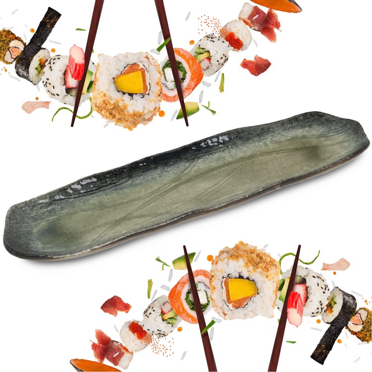 Ceramiczny Talerz Do Serwowania Sushi Zielony 34cm x 10cm EMRO AZIATICA