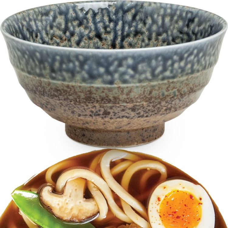 Miseczka Brązowo Niebieska Miska Do Makaronu Udon Ki 17cm EDO JAPAN