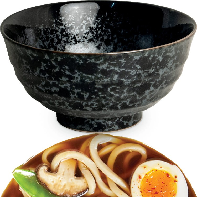 Miseczka Czarno Szara Miska Do Makaronu Udon Koge 17cm EDO JAPAN