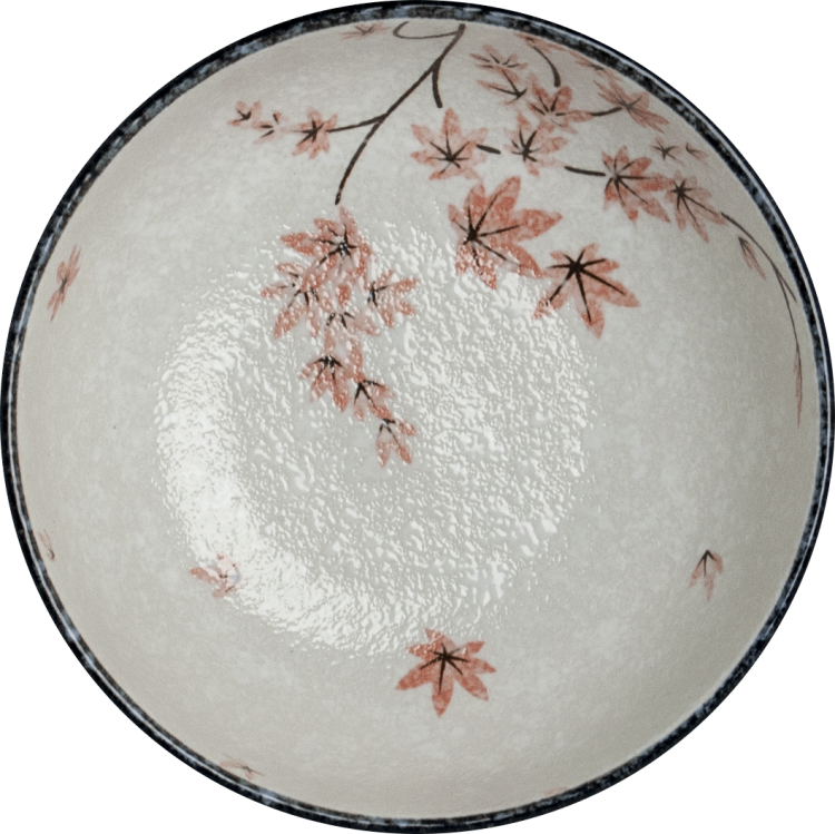 Miseczka Biało Czarna Miska Do Makaronu Ramen Maple Leaf 22cm EDO JAPAN