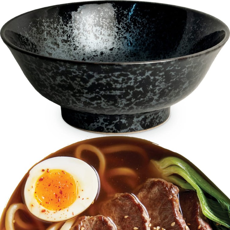 Miseczka Czarno Szara Miska Do Makaronu Ramen Koge 22cm EDO JAPAN
