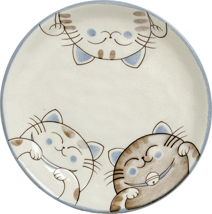 Komplet Dwóch Talerzy Do Sushi z Motywem Trzy Kotki 19,5cm EDO JAPAN