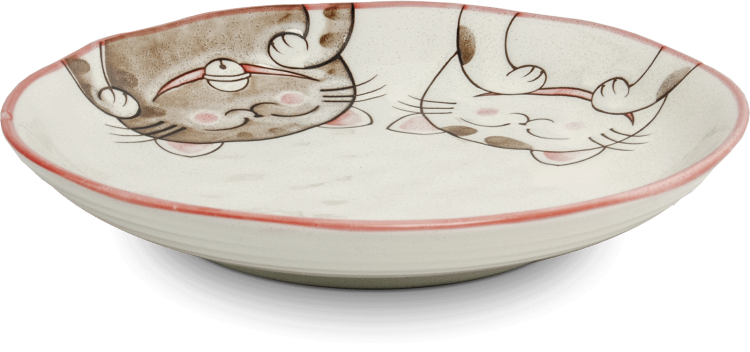 Komplet Dwóch Talerzy Do Sushi z Motywem Trzy Kotki 19,5cm EDO JAPAN