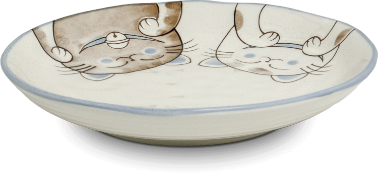Komplet Dwóch Talerzy Do Sushi z Motywem Trzy Kotki 19,5cm EDO JAPAN
