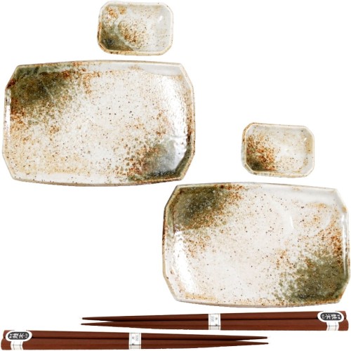 Zestaw Ceramiki Do Sushi HIKARI Jasny Kremowy Dla 2 Osób EDO JAPAN