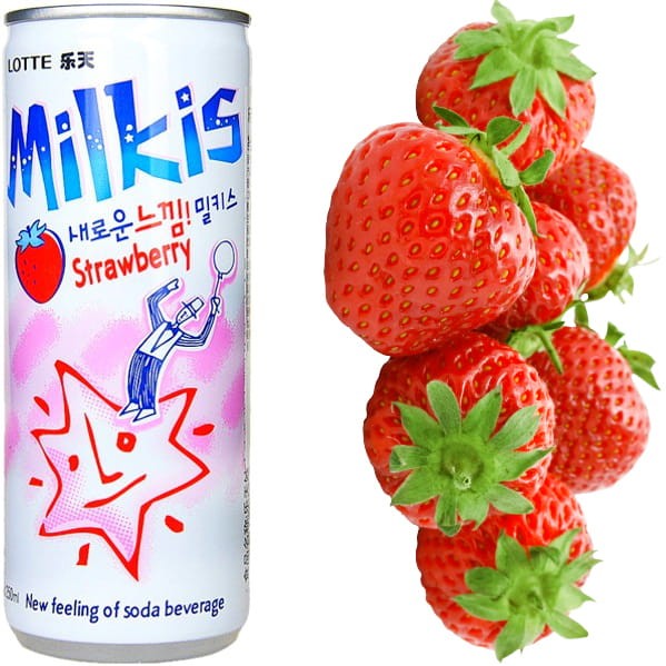 Mleczny Napój Gazowany Milkis o Smaku Truskawkowym 250ml LOTTE