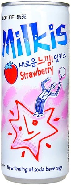 Mleczny Napój Gazowany Milkis o Smaku Truskawkowym 250ml LOTTE