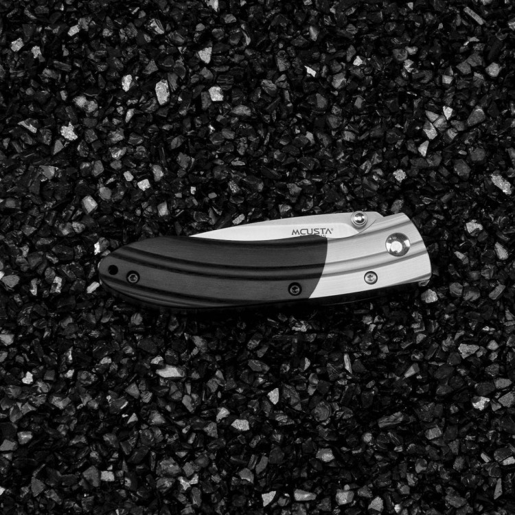 Mcusta Zanmai Shinra Mixture SPG2 Black Pakka Japoński Nóż Składany 7,2cm