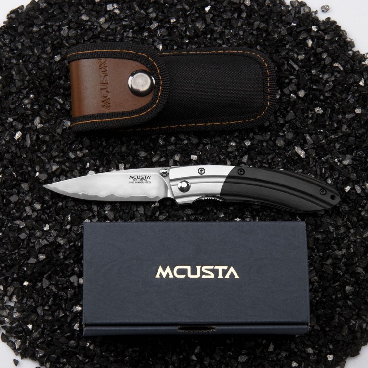 Mcusta Zanmai Shinra Mixture SPG2 Black Pakka Japoński Nóż Składany 7,2cm