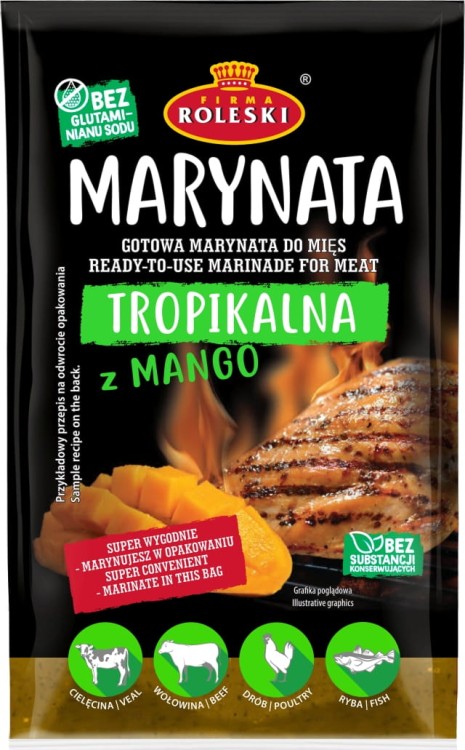 Marynata Tropikalna z MANGO Do Mięsa Bez Glutenu i Konserwantów 200g ROLESKI