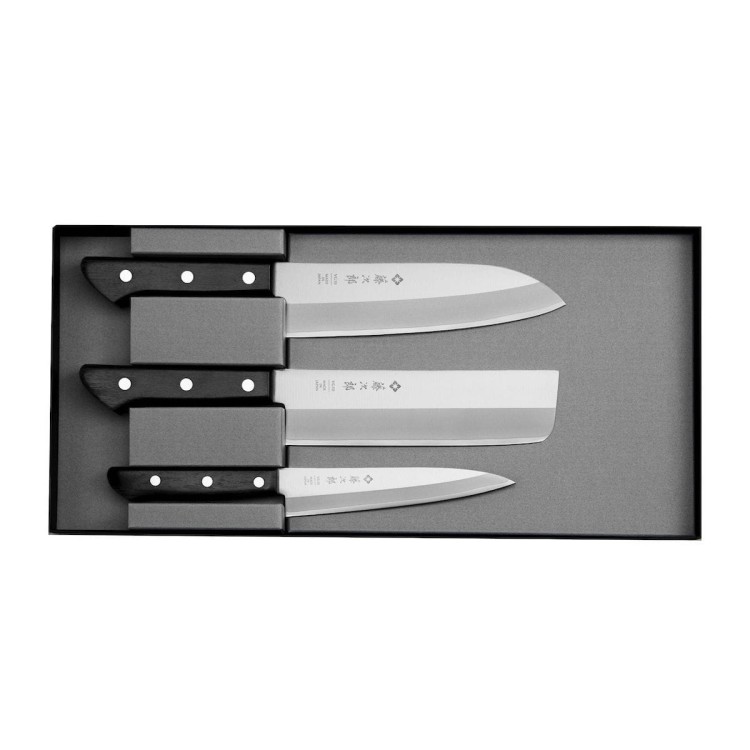 Zestaw 3 Noży Tojiro Basic VG-10 Japoński Uniwersalny 13,5cm i Nakiri 16,5cm i Santoku 16,5cm
