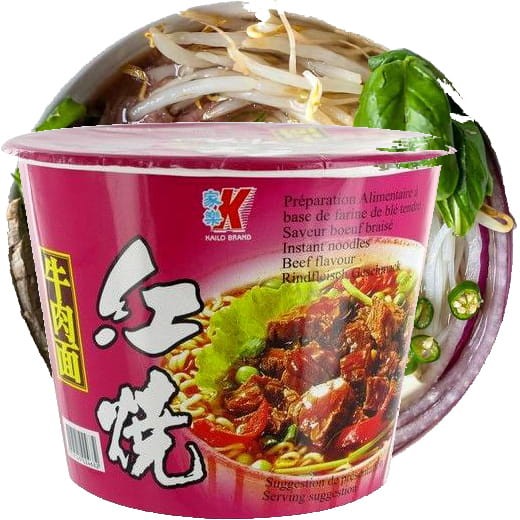 Zupka Błyskawiczna Makaron Instant o Smaku Pieczonej Wołowiny Duży Kubek 120g KAILO BRAND