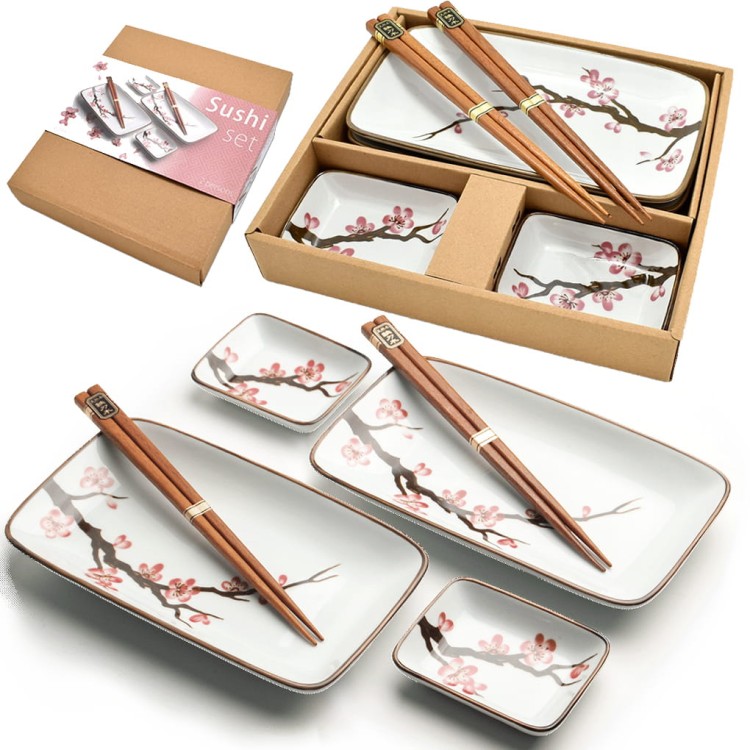 Zestaw Ceramiki Do Sushi Jasny ORIENTAL SAKURA Dla 2 Osób EMRO AZIATICA
