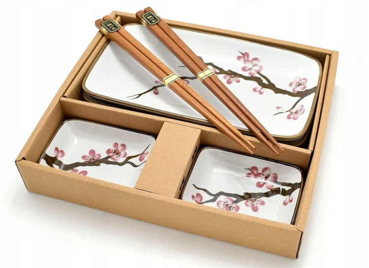 Zestaw Ceramiki Do Sushi Jasny ORIENTAL SAKURA Dla 2 Osób EMRO AZIATICA