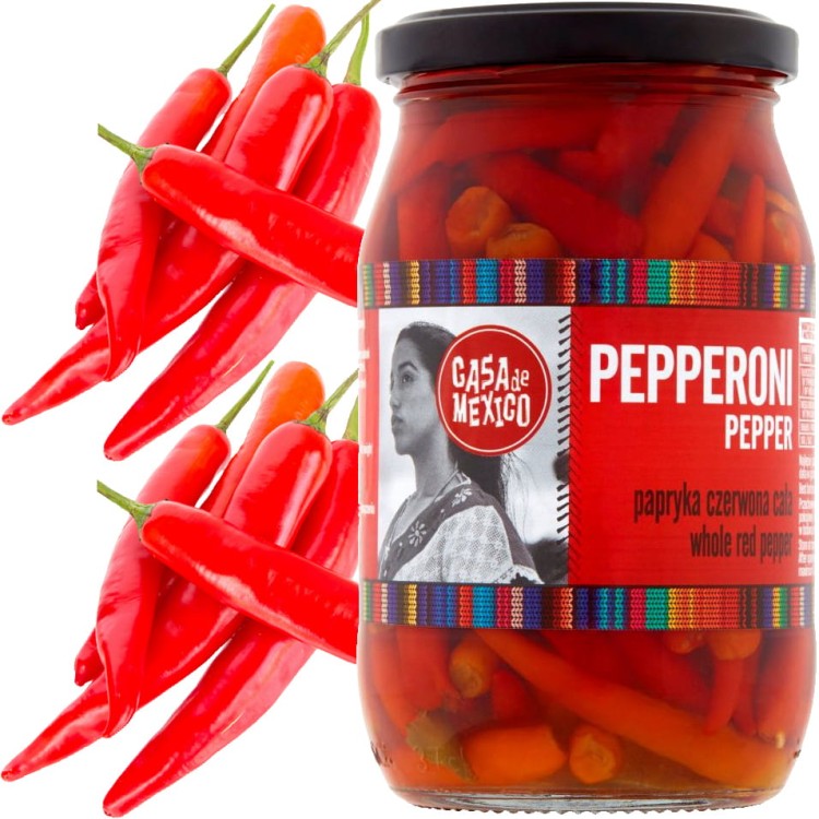Papryka Papryczki Pepperoni Pepper Czerwona Cała 325g CASA DE MEXICO