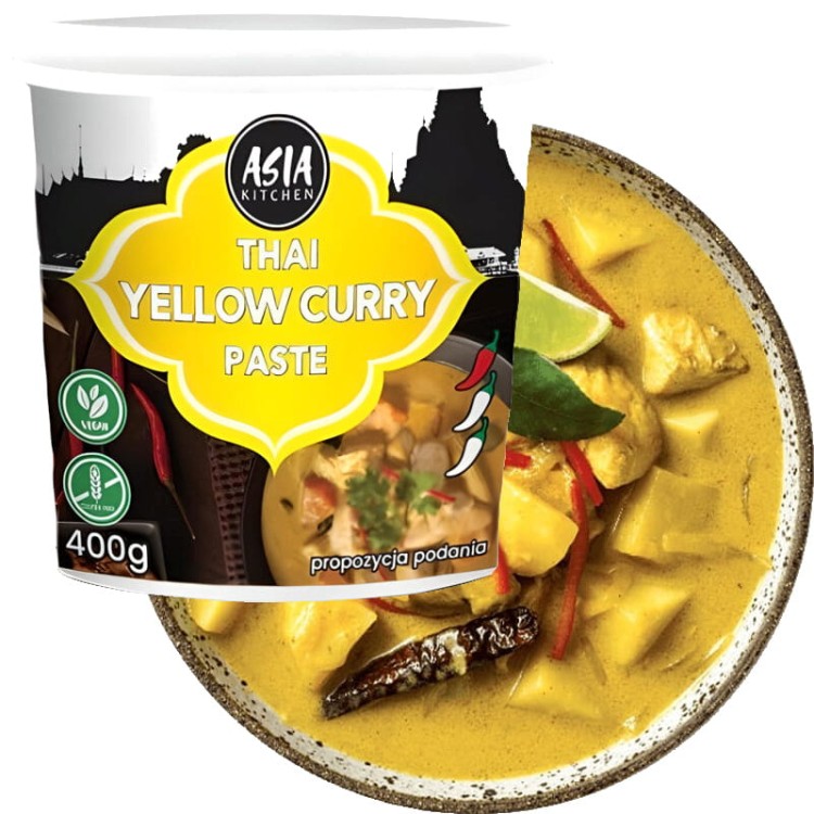 Żółta Lekko Ostra Pasta Curry Vegan Bez Glutenu 400g ASIA KITCHEN
