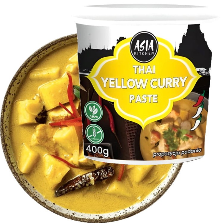 Żółta Lekko Ostra Pasta Curry Vegan Bez Glutenu 400g ASIA KITCHEN