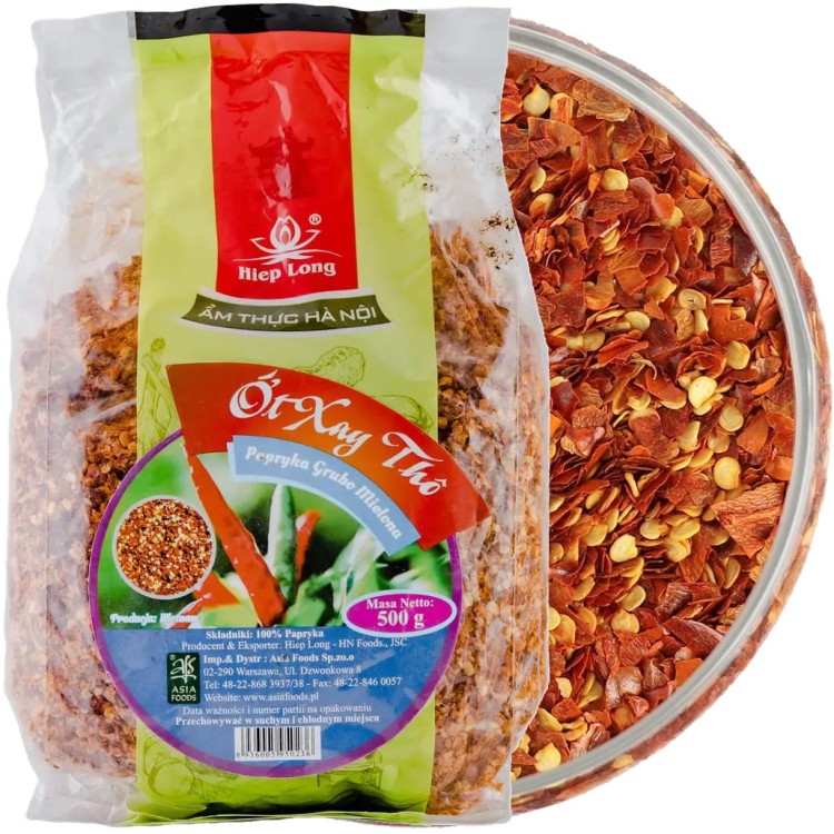 Suszone Kruszone Papryczki Chili Grubo Mielone Wietnamskie 500g HIEP LONG