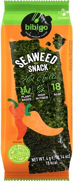 Nori Snacks Koreańska Chrupiąca Przekąska Algi Hot Chilli 4g BIBIGO