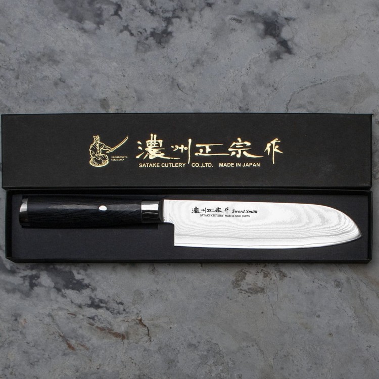Satake Damascus Japoński Nóż Santoku 17cm