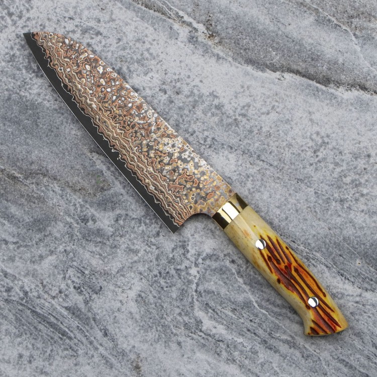 Takeshi Saji OBB Black VG-10 Color Japoński Nóż Santoku 18cm