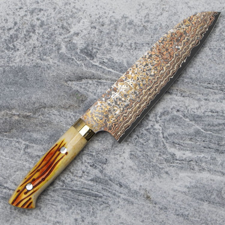 Takeshi Saji OBB Black VG-10 Color Japoński Nóż Santoku 18cm