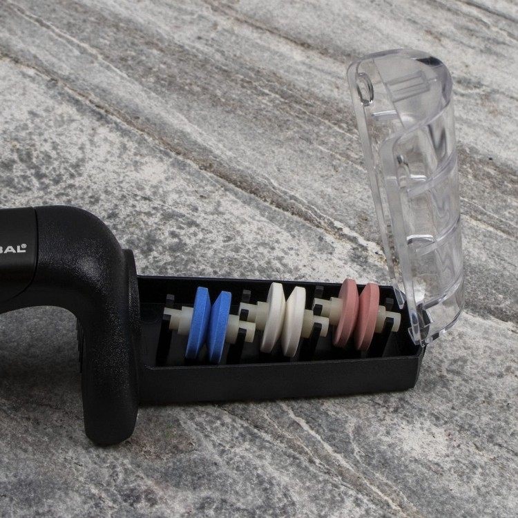 Global Japońska Ceramiczna Ostrzałka Wodna 3 Fazowa Do Ostrzenia Noży Czarno-Biała G-913/BW